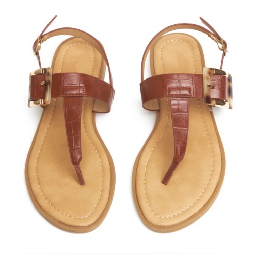 NWT PIERRE DUMAS Buckle Thong Sandal in Whiskey Sz 11